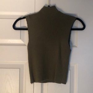 Zara olive green ribbed cropped sweater